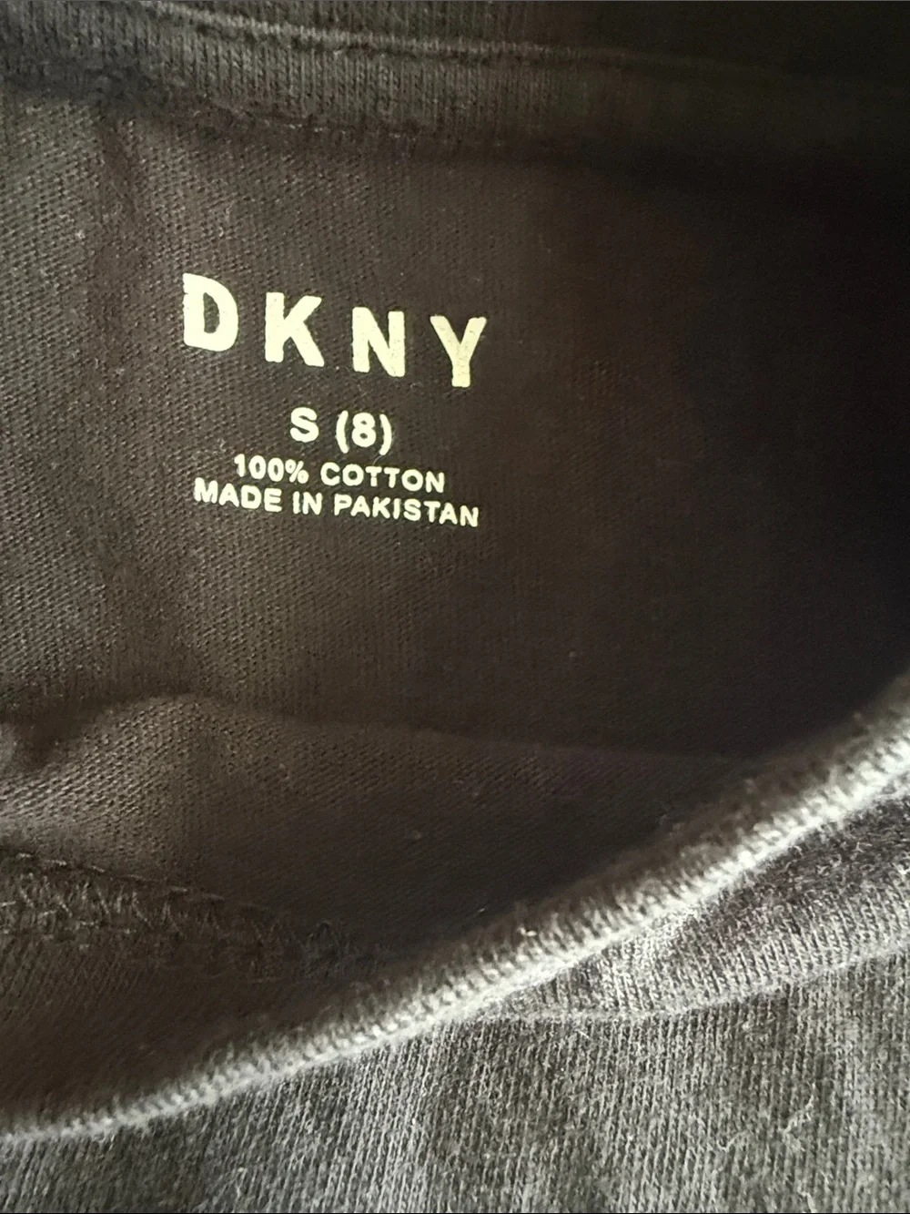 DKNY Black Long Sleeve Tee with Yellow Accent